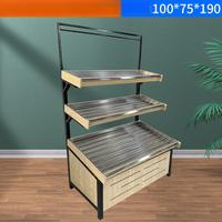Gebruikt RVS multi-tier displayrek voor producten, commerciële fruit- en groentepresentatie voor supermarkt & fruitwinkel
