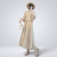 Robe plissée décontractée grande taille style Miyake longue pour femme, nouvelle collection été 2026, livraison rapide