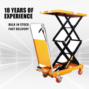 Ce認定300kgモバイルシザーリフト新しい地面手動ハンドリングリフター小型ロープロファイル - Product Image 1