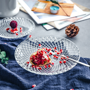 Phổ biến rõ ràng 6/8/10/13 inch Vòng thực phẩm dập nổi dệt cắt thiết kế trái cây kẹo tráng miệng tấm thủy tinh - Product Image 5