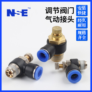 วาล์วควบคุมการไหลแบบนิวแมติก SL8 02 ตัวควบคุมความเร็วแบบปรับได้สำหรับการใช้งานกับแก๊สแรงดันสูง - Product Image 3