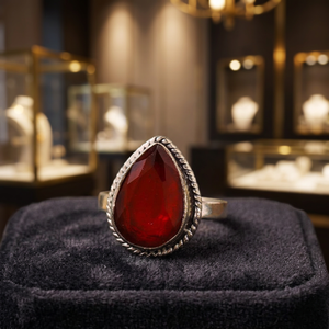 Elegante Anillo de Plata Antigua con Piedra Preciosa Roja, Diseño Moderno para Uso Diario de Mujeres, Ideal para Fiestas, Idea de Regalo, Hecho en India - Product Image 4