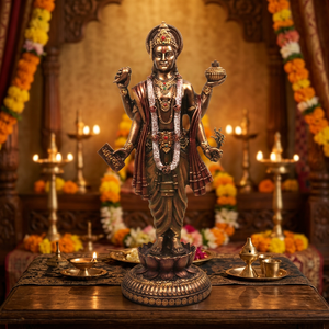 Venta al por Mayor de Artesanías Nirmala, Estatua de Resina Fundida en Frío del Dios Dhanvantari Vishnu Avatar, Acabado en Cobre Antiguo, Religioso Hindú - Product Image 2