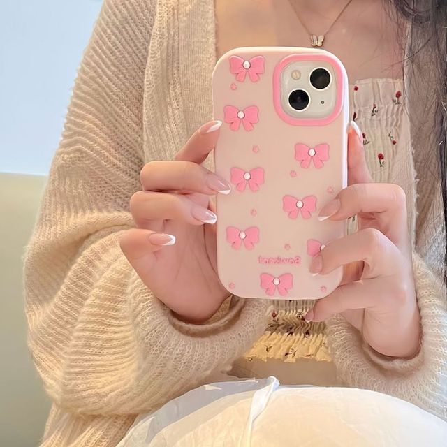 Shockproof Silicone Phone Case Pink Butterfly Silicone Mobile Phone Case for iphone 11 12 13 14 15 16 17 Pro Max Girls Case