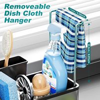 Organisateur d'évier en acier inoxydable, porte-éponge pour évier de cuisine avec porte-brosse, porte-torchon, organisateur d'évier antirouille pour comptoir
