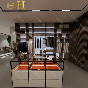 ชั้นวางโชว์เสื้อผ้าสำหรับร้านค้าร้านบูติกแท่นวางเสื้อผ้าปรับแต่งได้แบบทันสมัยพร้อมโครงสร้างโลหะ - Product Image 4