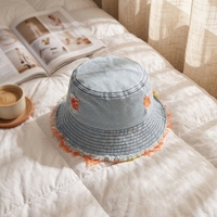 Chapeau Bob en Jean Déchiré et Effiloché Style Coréen pour Femme, Protection Solaire Colorée, Respirant, Quatre Saisons, pour Adulte
