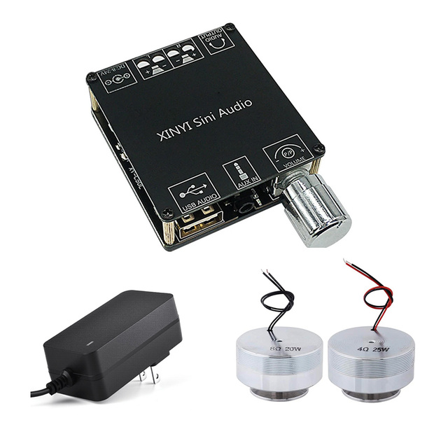 Set Sale 2*25W 2.0 HIFI Portable Metal Resonance Vibration Speaker Full Range Audio BT V5.0 ClassD Amplifier Theater Loudspeaker