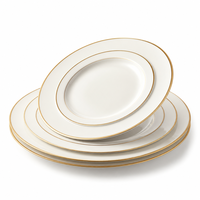 Service de table en porcelaine fine avec logo personnalisé, bord doré, assiettes en céramique blanches, décoration de mariage sur mesure
