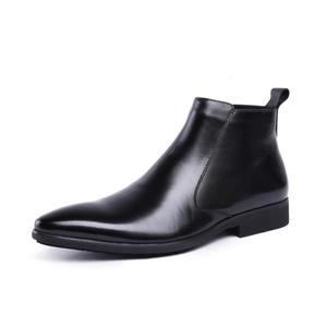 Bottes Chelsea chaudes d'hiver pour hommes, chaussures en cuir pleine longueur avec doublure en polaire et bout rond - Product Image 4