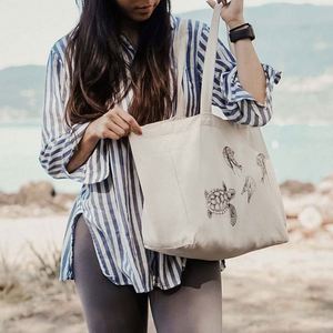 LILALILA Custom Print Recycled Cotton <b>Large</b> Shopping White <b>Canvas</b> Tote <b>Bag</b> - Product Image 6