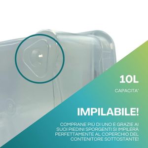 Contenedores de Almacenamiento de Plástico Transparente de 10 Litros con Cierre a Presión, 37x25.5x17 cm, Juego de Contenedores para Ropa - Product Image 4