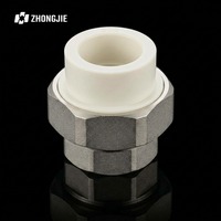 Raccord femelle PPR 20mm-50mm PN25 avec insert en laiton, tête hexagonale, surface lisse, pour alimentation en eau