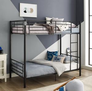 Letto a Castello in Metallo Resistente con Sponde di Sicurezza e Scala Laterale, Salvaspazio ed Economico per Dormitori Europei, Appartamenti e Case in Affitto - Product Image 1