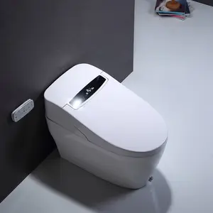 Asiento de inodoro con calefacción, funciona con pilas, inteligente, con función de bidé, trampa P inteligente montada en el suelo, Toilette automática lujosa