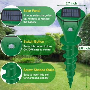 Animal <b>Mole</b> Mouse Repellent Solar Powered Screw Stake Expel Gopher Waterproof Outdoor Solar Snake <b>Mole</b> Repeller for Garden Yard - Product Image 2