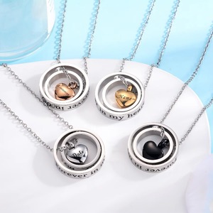 Collar de urna de cremación de acero inoxidable con colgante de corazón de doble círculo, kit de llenado con embudo, recuerdo conmemorativo para cenizas, 4 colores - Product Image 2