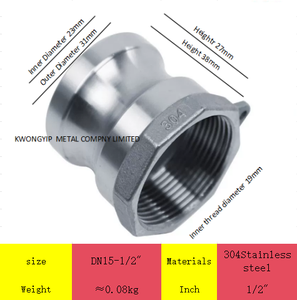 Raccord hexagonal réducteur KWONGYIP en acier inoxydable 304, faible corrosion, filetage femelle DN15-1/2 pouce pour plomberie - Product Image 1