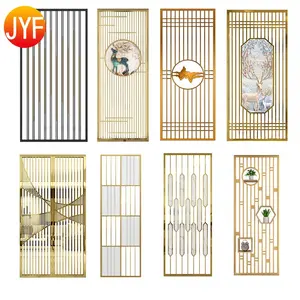 CL129 Pvd Gold Brass Copper Color Stainless Steel Screen Decorative Indoor Screens & Room Dividers Metal Laser Cut Room Divider
