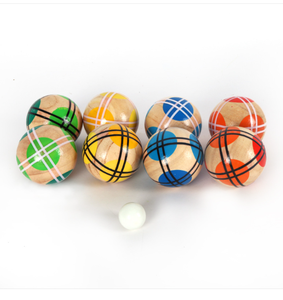 Set di Bocce in Legno per Giardino, Palline da 72mm, Colori Assortiti, Logo Personalizzabile, Sport all'Aperto - Product Image 5