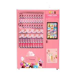 Modern Screen Touch Vending Machine For Frozen Food Pink Vending Machine