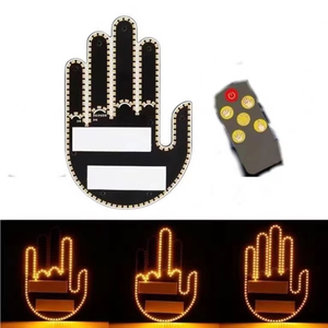Bande lumineuse de doigt de <span class=keywords><strong>voiture</strong></span> Télécommande <span class=keywords><strong>Symbole</strong></span> de route Lumière de geste de doigt du milieu Auto Ambre Feu de freinage d'avertissement de doigt du milieu - Product Image 2