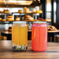 Boîtes de boisson jetables rondes de 250 ml pour lait, boba, thé, soda, bière, jus, avec ouverture facile en PET et impression sérigraphique