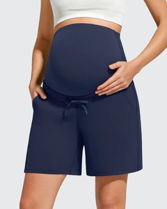 Shorts de sport de maternité avec poches, pantalons d'entraînement confortables à porter par-dessus le ventre, vêtements de <span class=keywords><strong>grossesse</strong></span> d'été - Product Image 6