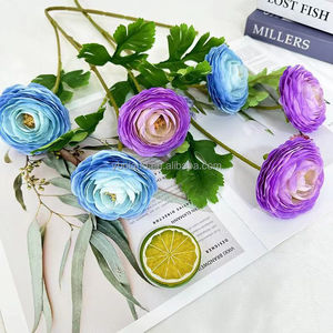 H278 Camélia à trois têtes, Camélia Bottlebrush, Composition florale pour réception de <span class=keywords><strong>mariage</strong></span>, Fleurs artificielles, Décoration intérieure - Product Image 1