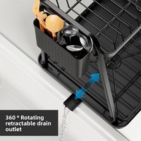 Égouttoir à vaisselle et bols double couche sur pied pour comptoir de cuisine avec plateau de drainage