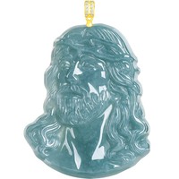 Pendentif en jadeite naturelle, jade bleu eau de Jésus, argent S925, cadeau de mode chrétienne, certificat d'expertise D1146/D1147/D1148