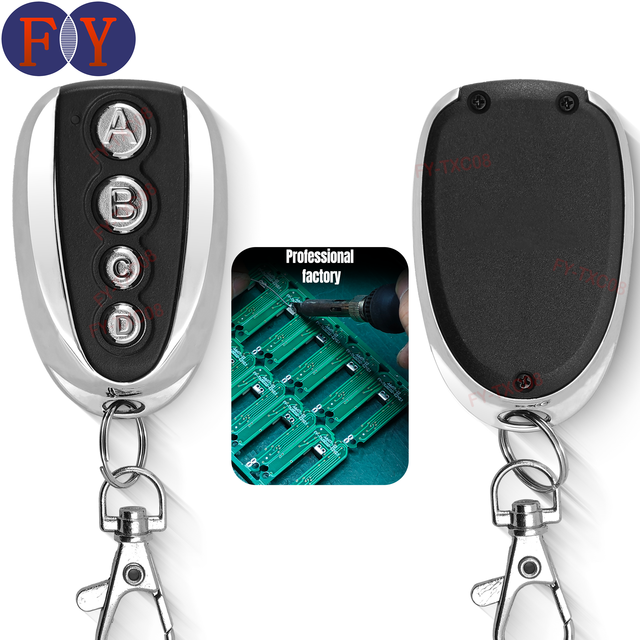New V Metal Bezel 433mhz 4-channel Wireless Cloning Remote Control ABCD Keypad with Keychain Spare Remote Control