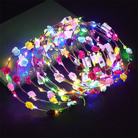 Bandeau couronne de fleurs à LED Bandeaux à fleurs pour accessoires de cheveux Mariage Plage Fête Anniversaire Cosplay Cadeaux