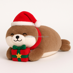 Fournisseur de jouets en peluche personnalisés Sceau de Noël <span class=keywords><strong>Animal</strong></span> en peluche avec boîte-cadeau Poupée en peluche douce OEM ODM Décoration de vacances Cadeau pour enfants - Product Image 1