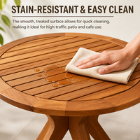 Table de bistrot ronde moderne pour l'extérieur avec plateau à lattes pour patio et balcon