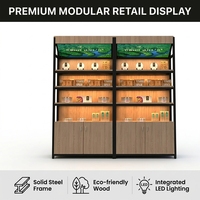 Présentoir à thé polyvalent en bois robuste avec éclairage LED pour les kiosques de centres commerciaux et la décoration des magasins de détail