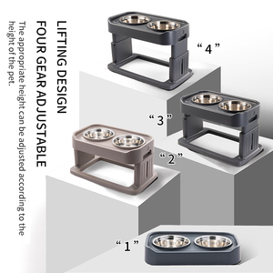 Op Maat Gemaakte Luxe Adjustlenon-Lekkage Met Opvouwbare Dubbele Voeding Met Verhoogde Hondenkat Roestvrijstalen Voerbakken Voor Huisdieren - Product Image 5
