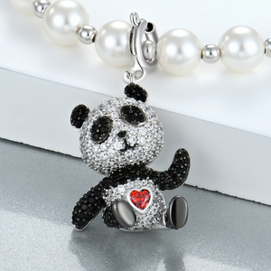 Yilun จี้925รูปหมีแพนด้าน่ารักทำจากเพชร CZ ที่มีเสน่ห์สำหรับสร้อยข้อมือและสร้อยคอ - Product Image 2