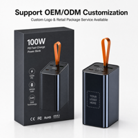 Batterie externe ultra-rapide 100W en alliage d'aluminium, grande capacité 30000mAh, affichage numérique LED, double USB Type-C pour ordinateur portable
