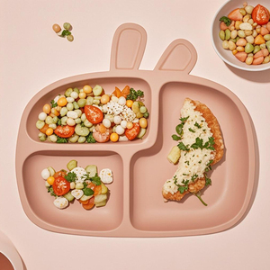 MHC Bebê Dividido Placa Set BPA-Free Silicone <span class=keywords><strong>Animal</strong></span> Ventosas Em Forma De Quatro Ventosas para Crianças de Jantar - Product Image 1