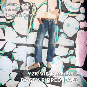 Pantalones Vaqueros Anchos de Mezclilla Azul Vintage Rotos de Moda Urbana de Verano con Bolsillos Delanteros y Cintura Media para Mujer, Servicios OEM al por Mayor - Product Image 2