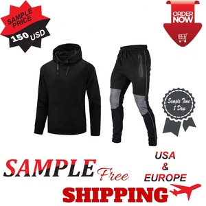 Ensemble de survêtement décontracté pour homme : sweat à capuche noir et pantalon de jogging coupe droite - Product Image 4