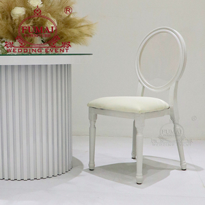 White Stainless Steel Frame Durable Stacking Wedding Hotel Modern Outdoor Dining <b>Chairs</b> and Table Set for Villa Living Room - Product Image 1