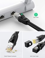 UGREEN Cat 8 kabel Ethernet kecepatan tinggi, kabel Ethernet Cat8 jaringan RJ45 kabel LAN 40Gbps 2000MHz kecepatan Super