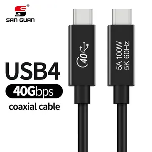 Kabel Usb 4.0 Pd 100W Pengisian Cepat untuk Thunderbolt 3 Kabel Tipe Aktif 40Gbps 5K 60Hz Usb C Ke Usb C Kabel untuk Macbook Laptop