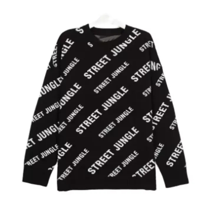 2022 OEM ODM Custom Logo Pullover Jacquard Oversized Cotton Wool Sweater Men Printed Crew Neck Knitted Sweaters
