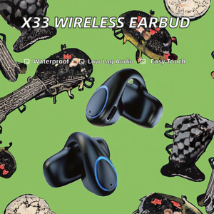 X33 Portable pour écouteurs intra-auriculaires sans fil True Wireless 5.3, indicateur LED, étanche IPX4, contrôle tactile, charge inversée, faible latence - Product Image 2