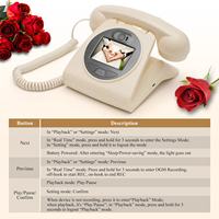 Téléphone rotatif vintage avec caméra et écran LCD pour enregistrement vidéo et audio, livre d'or de mariage pour événements