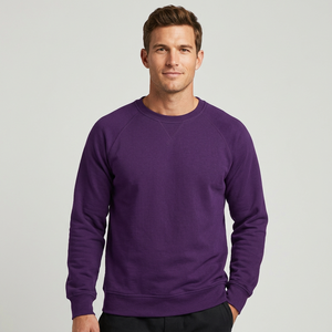 Sweat-shirt personnalisé pour homme, bleu clair, col rond, respirant, 100% coton, décontracté, uni, coupe classique, tricoté pour l'hiver, 400g - Product Image 1