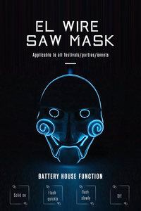 Máscara de Marioneta de Jigsaw de la Película <span class=keywords><strong>Saw</strong></span> 2025 con 3 Modos de Iluminación Intermitente para Halloween, Juguete Espeluznante - Product Image 4